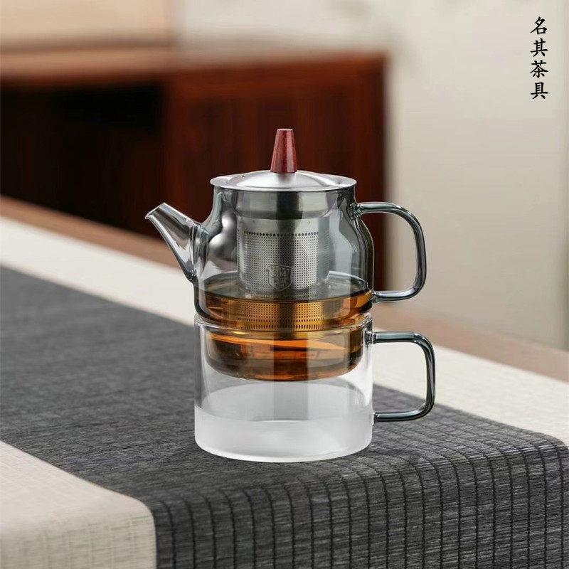 简约一壶一杯套装泡茶壶 一人用耐热玻璃泡茶器 高颜值小号花茶壶