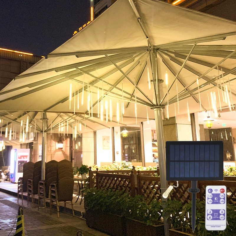 流星雨led彩灯管闪灯串灯户外防水太阳能彩灯庭院七彩装饰灯