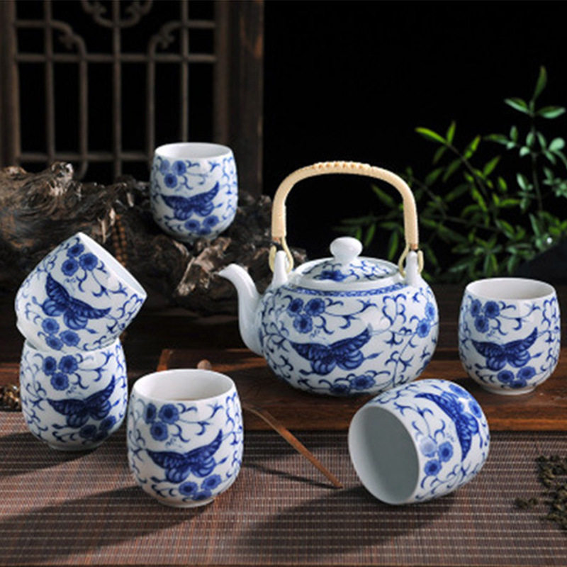 成艺厂家7头提梁壶陶瓷茶具套装大壶大杯家用陶瓷茶杯高档礼盒装