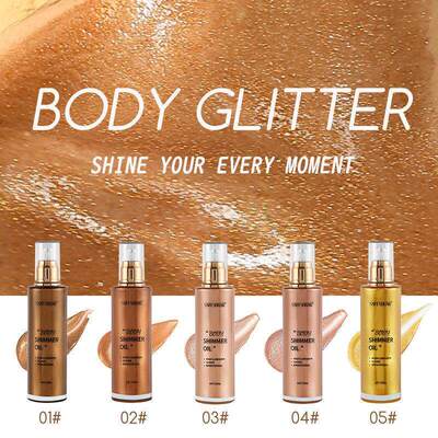 跨境SAM SUGAR 5-Color Body Shimmer Oil 五色发光高光油 修容