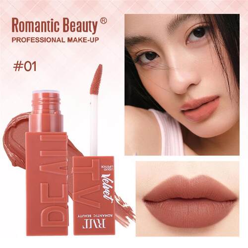 跨境唇釉 Velvet Lip Gloss 丝绒唇釉方管哑光易上色液体唇彩口红
