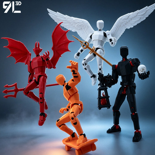天使与恶魔主题素体手办人偶多关节可动9L3D打印成品桌面展示摆件