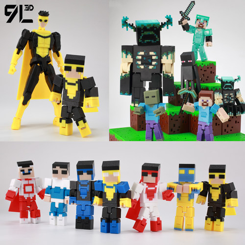 9L3D打印我的世界系列无敌少侠MC史蒂夫手办多关节可动人偶玩具