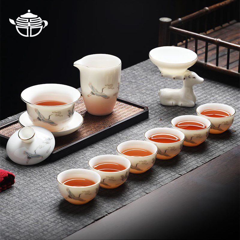 器之轩中式羊脂玉功夫茶具套组简约茶壶盖碗茶杯高档轻奢家用整套