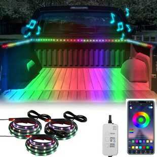 热销皮卡车后备箱照明灯踏板灯RGB气氛装饰灯LED幻彩流光灯F150