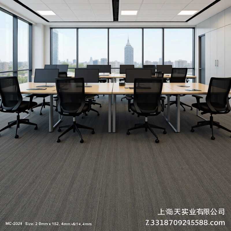 商用LVT片材地板 仿木纹石纹地毯纹办公室写字楼防火耐磨PVC地胶