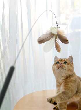 猫猫玩具长杆钢丝逗猫棒羽毛逗猫杆替换头互动自嗨耐咬