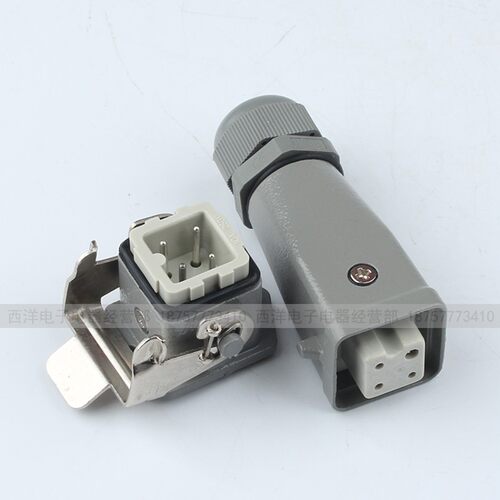 重载连接器航空插头 HA-003 3+PE 4芯 M/F  16A 热流道矩形插头