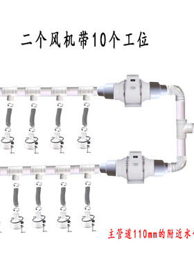 电子厂流水线烙铁焊锡吸烟罩透明喇叭口排烟套装抽烟换气配套风机