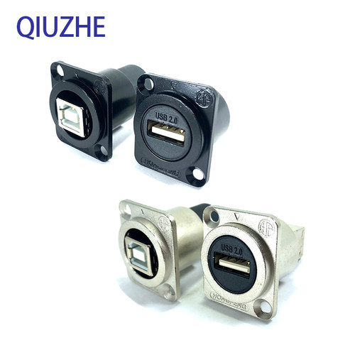 2.0 D型USB双通A口转B口底座对接法兰固定模块86面板机柜免焊接