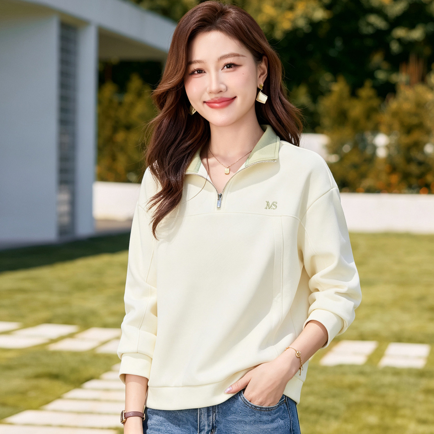 半拉链春秋卫衣女2026新款秋季
