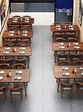 快餐店桌椅组合餐厅面馆早餐店经济型饭桌酒店商用餐饮长方形桌子