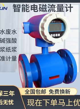 电磁流量计污水智能流量表液体两件式一体式DN50管道式智能流量计