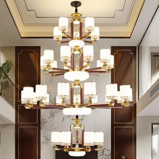 复式楼大吊灯新中式中空客厅灯挑空楼中楼农村自建房挑高楼梯灯具