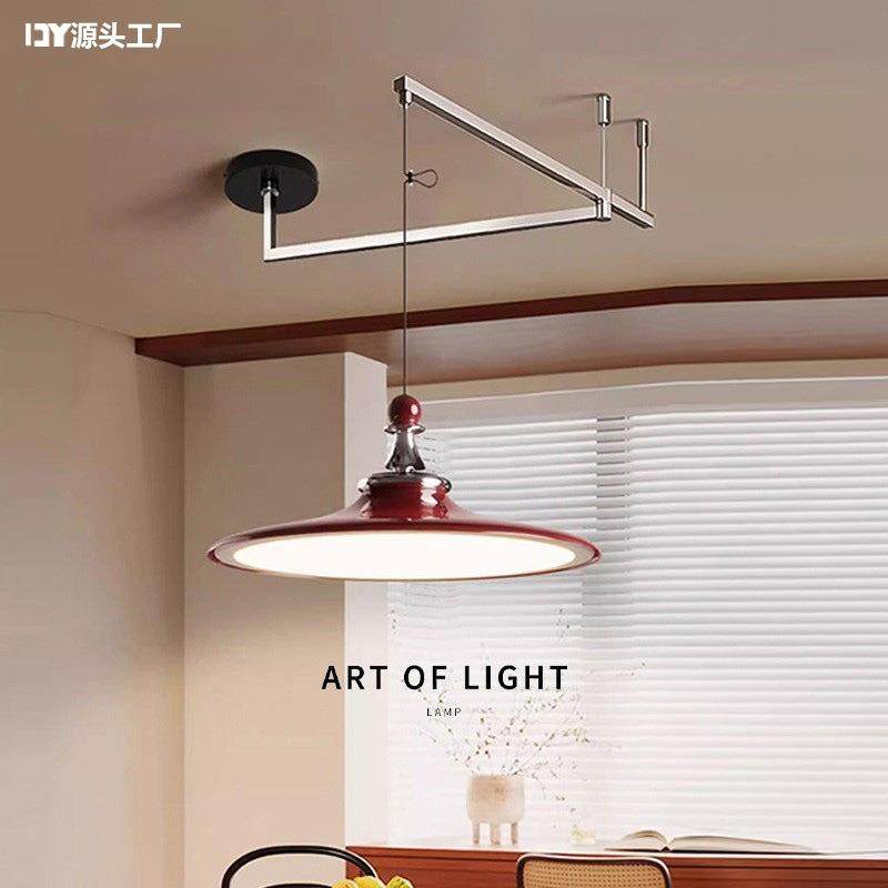 中古摇臂餐厅吊灯创意氛围感吧台灯法式奶油风高级感可位移飞碟灯,家装灯饰光源,智能吊灯,淘宝优惠券,粉丝福利购,淘宝优惠卷