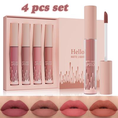 Hellokiss雾面丝绒哑光唇釉四件套装 Lip gloss set彩妆新品