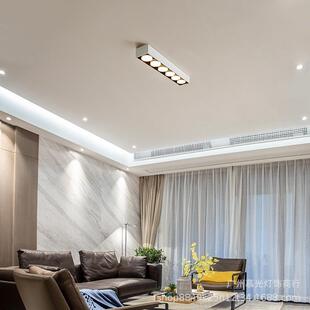 现代简约明装无主灯客厅LED斗胆灯照明长条筒灯过道卧室吸顶灯饰