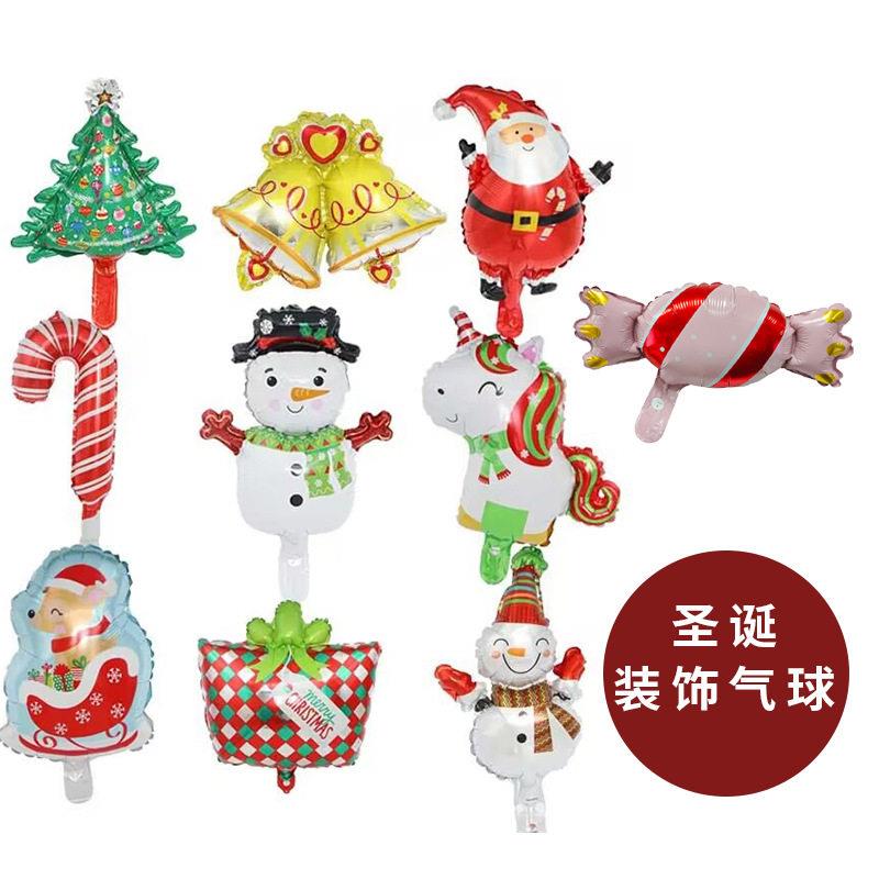 圣诞平安夜装饰布置卡通小号圣诞树圣诞雪人铝膜气球迷你气球