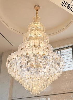 星匠复式楼梯大吊灯LED别墅客厅水晶大吊灯大气酒楼会所楼梯吊灯