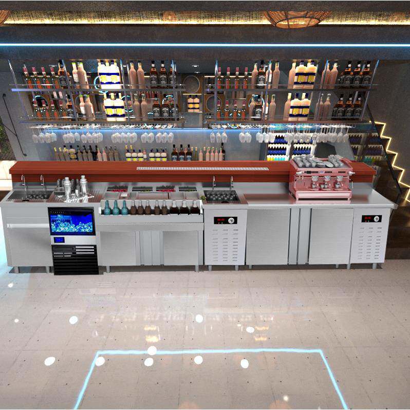 酒吧柜商用不锈钢酒槽柜威士忌操作台调酒台清吧鸡尾酒水吧工作台