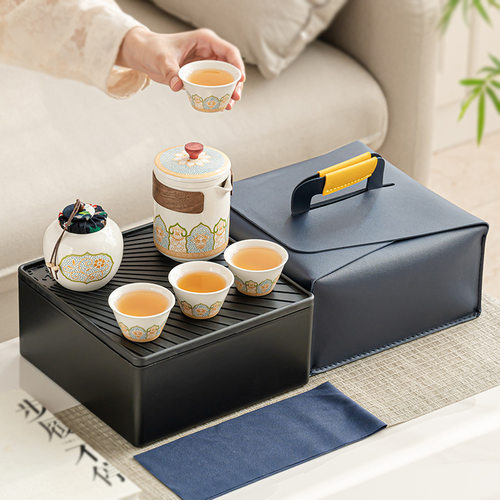 旅行茶具套装便携式户外功夫茶具泡茶壶随行快客杯商务礼品印logo