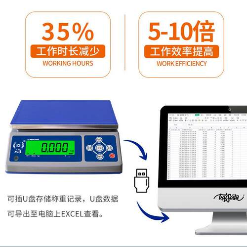 DHW-U0.精1g带U盘存储电-子秤天平3gDH-W-Uk6kg30kg高精度密计重