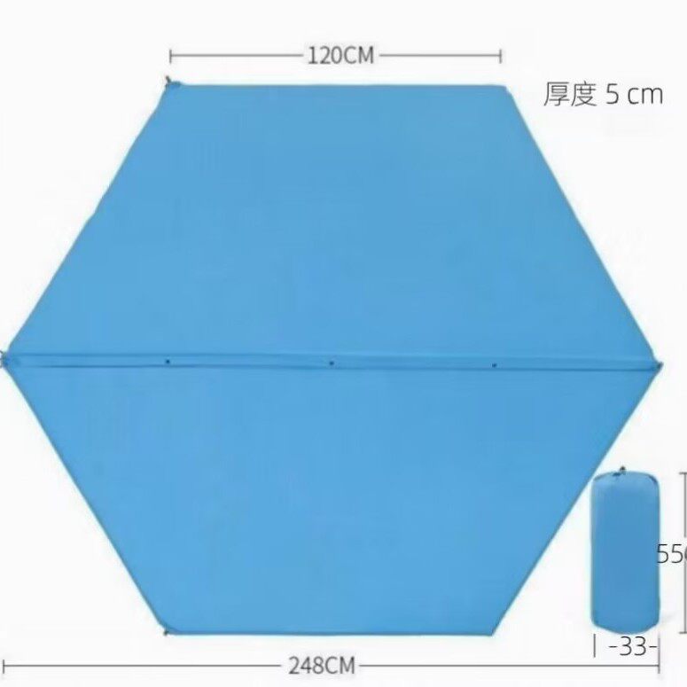 户外加厚弹性棉六角帐篷配自动充气垫野外露营装备防潮睡床垫