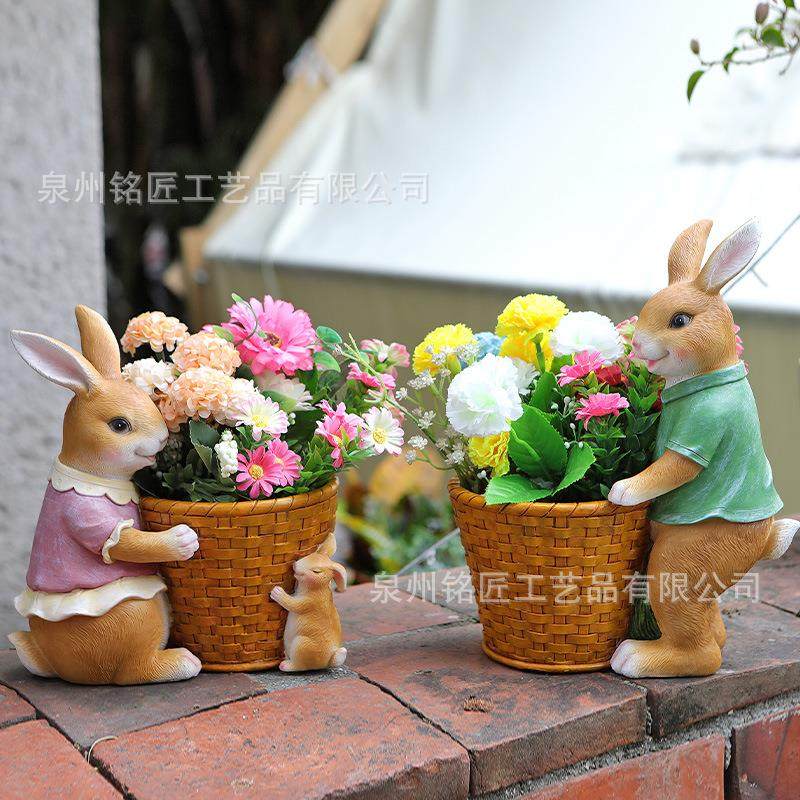 庭院仿真动物兔子花盆树脂工艺摆件户外花园阳台多肉花朵花篮装饰,家居饰品,户外/庭院摆件,淘宝优惠券,粉丝福利购,淘宝优惠卷