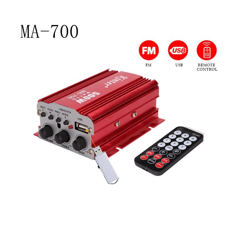 kinterMA700车载USB/MP3/FM大功率小功放机，带迷你遥控控制功能