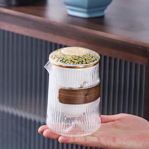 新品户外随身玻璃壶三个快客杯便携包式陶瓷旅行便携茶具套装