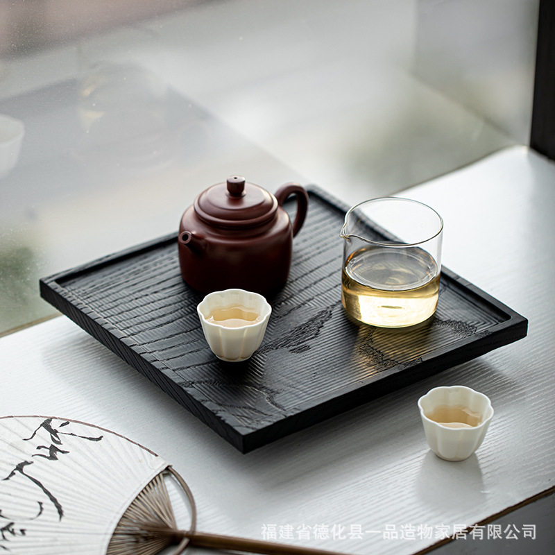 一品造物炭烧白蜡木实木小茶台干泡茶托盘手工托盘整木干泡盘壶承