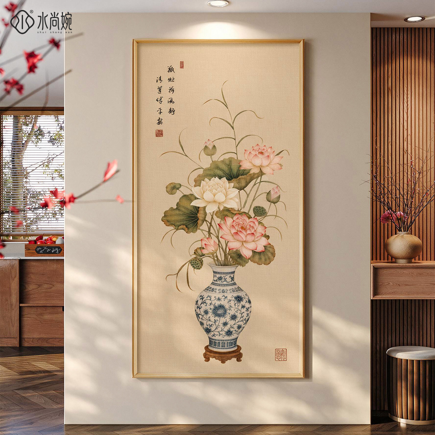 【宋代美学】花开富贵实木框壁画