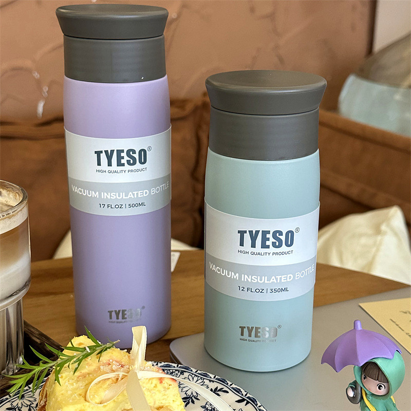 泰硕tyeso圆肩保温杯女士可爱学生不锈钢潮流简约便携水杯子