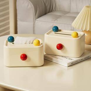 多巴胺纸巾盒客厅餐巾纸盒子创意高级感桌面茶几收纳可爱抽纸盒