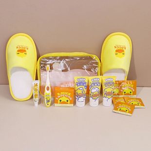 带软毛用品小黄牙膏洗漱便携一次性套装旅行装儿童牙刷鸭套装旅行