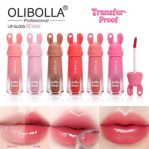 Rabbit Jelly Mirror Lip Gloss 六色熔岩果冻镜面唇釉持妆唇彩