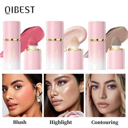 QIBEST多功能化妆液腮红高光修容笔哑光自然珠光细闪提亮脸部彩妆