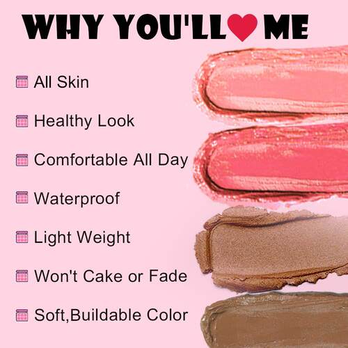 6 Color Cream Makeup Palette, Blush Highlighter & Contour