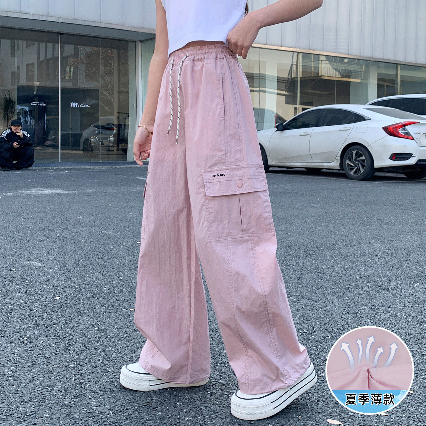 女童裤子夏季新款薄工装初中生儿童防蚊长裤大童夏天黑色冰丝直筒