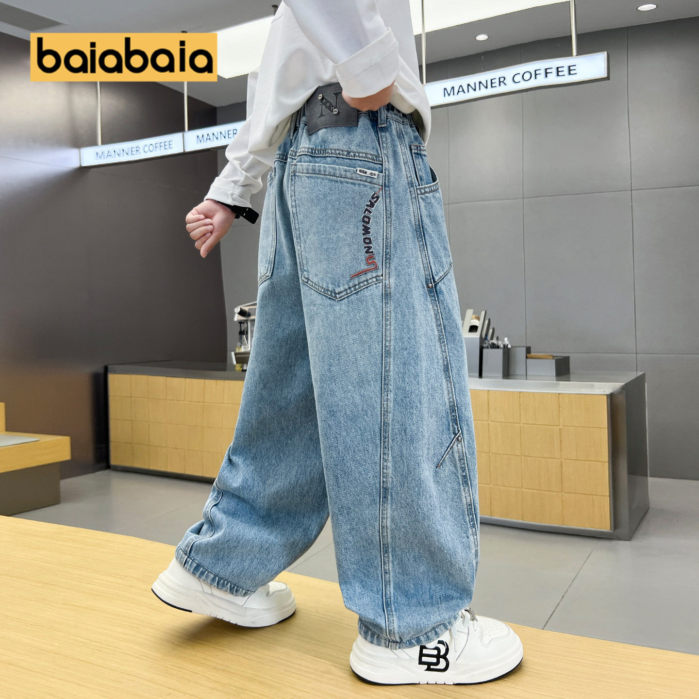 儿童牛仔长裤男童裤子中大童休闲童装男孩春秋新款直筒宽松薄春装