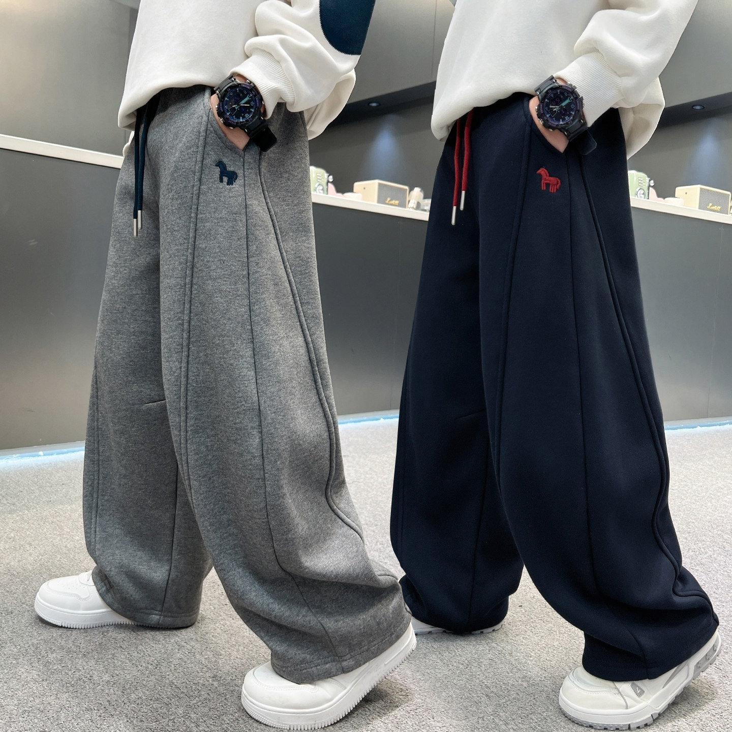 儿童运动卫裤加绒裤子男童休闲潮