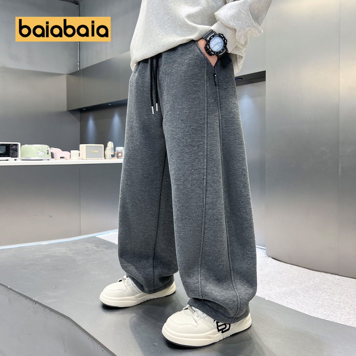 男童卫裤春秋新款直筒儿童裤子中大童长裤休闲阔腿胖孩加绒厚一体