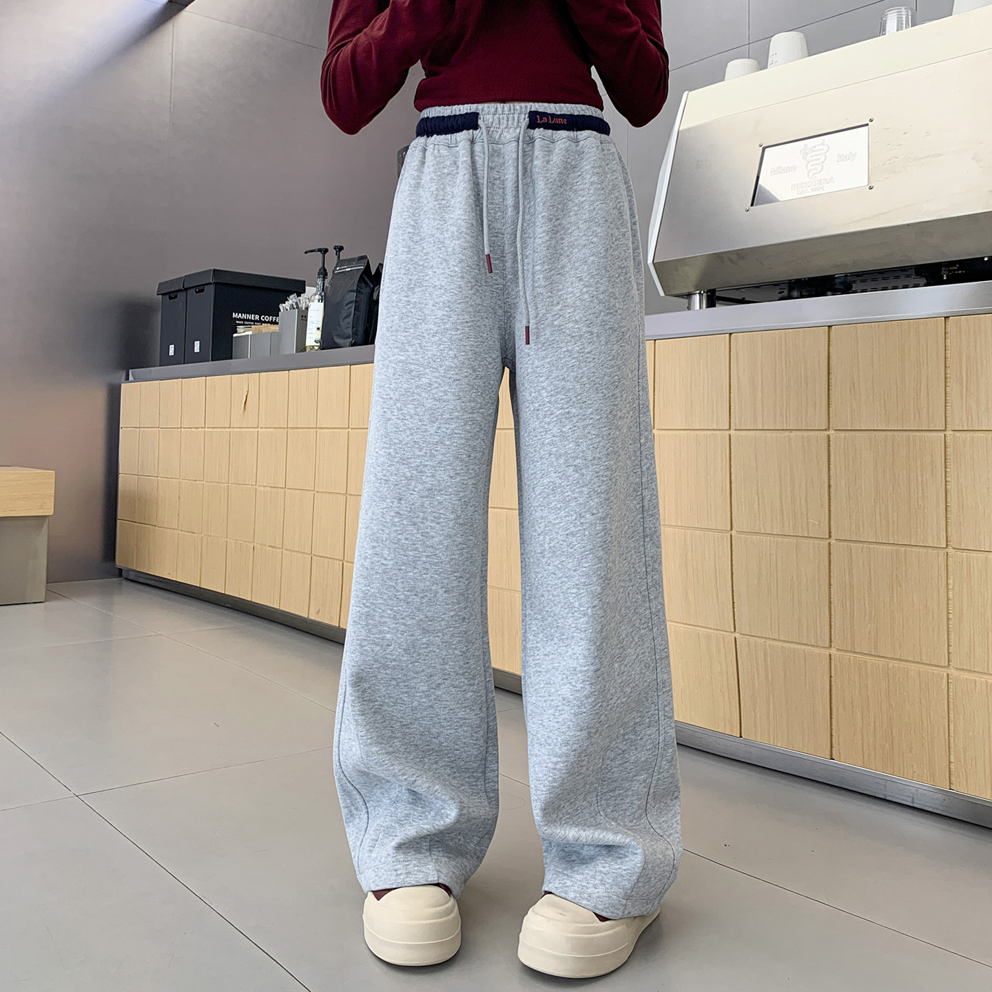 女童裤子春秋新款宽松季阔腿休闲直筒中大童长裤儿童运动卫裤灰色