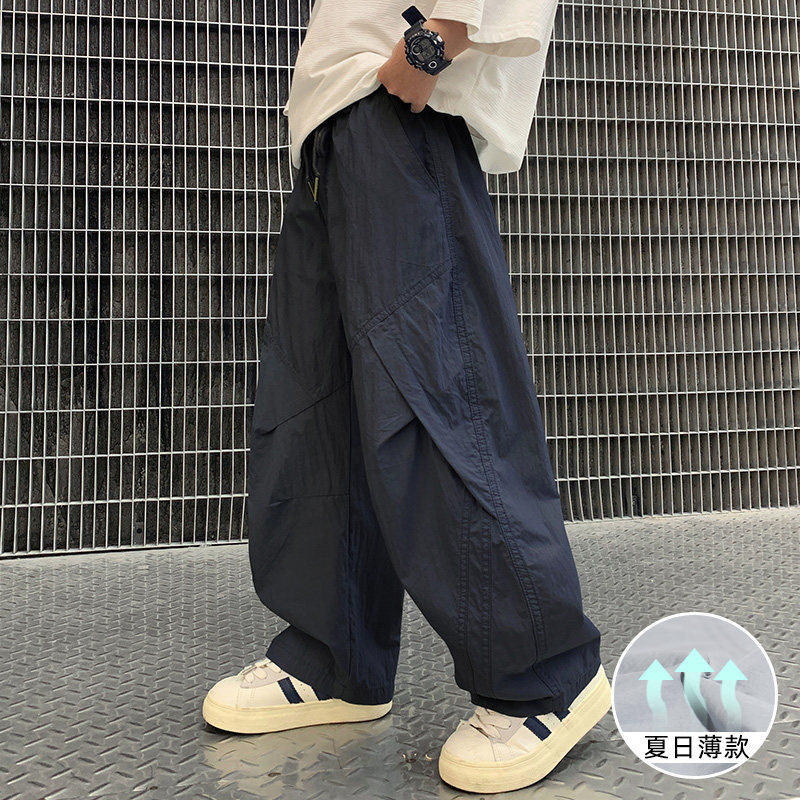 儿童裤子夏季新款直筒工装夏天男童防蚊长裤中大童休闲宽松透气薄