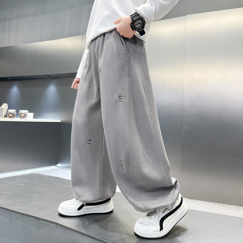 儿童运动卫裤春秋新款阔腿垂感男童裤子中大童长裤休闲春季中学生