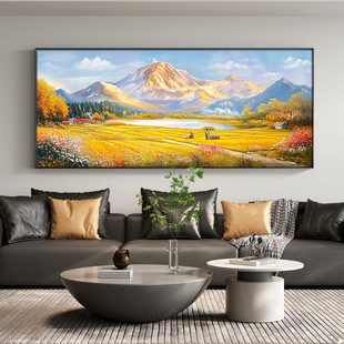 丰收麦田油画客厅装饰画高级感背靠金山沙发背景墙挂画卧室床头画
