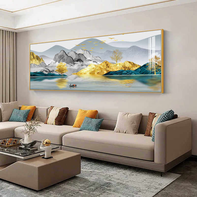 轻奢客厅装饰画沙发背景墙挂画简约大气中式山水画卧室床头墙壁画,家居饰品,现代装饰画,淘宝优惠券,粉丝福利购,淘宝优惠卷