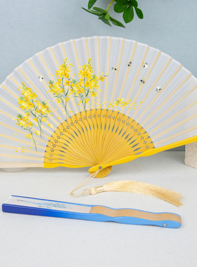 扇子折扇古风新中式国风汉服旗袍夏天随身便携折叠扇子高颜值小扇