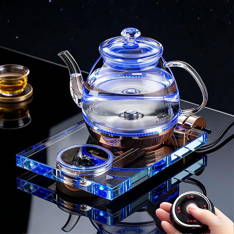 纯钛全自动上水电热烧水壶家用水晶恒温遥控泡茶桌茶台玻璃热水壶