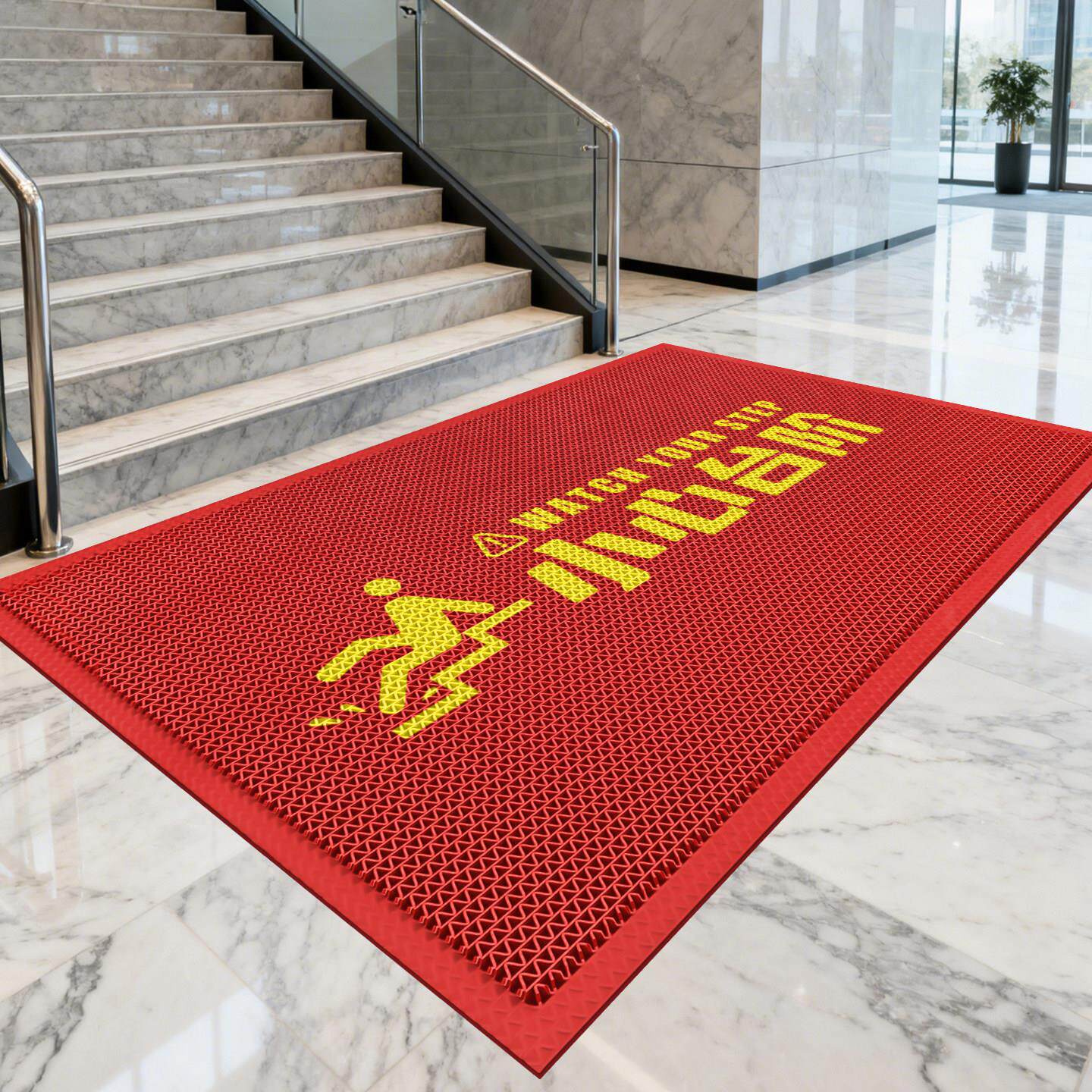 小心台阶地垫楼梯踏步防滑脚垫门口镂空垫商场入户门室外防滑地毯